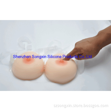 Skin Friendly Adhesive Round Silicone Breast Forms For Crossdresser 